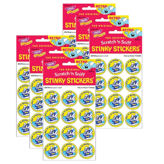 TREND Enterprises&#xAE; Way to Motor Old Shoe Scented Stickers, 6 Packs of 24